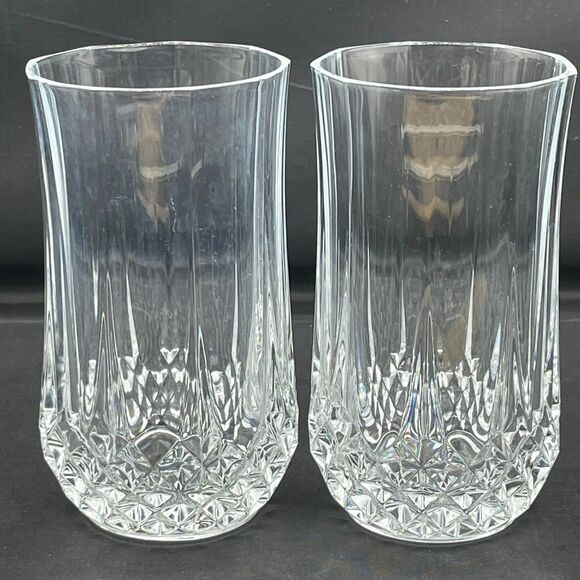 2 Cut Crystal Highball Tumblers Glasses Cristal d’Arques Longchamp - Picture 2 of 8